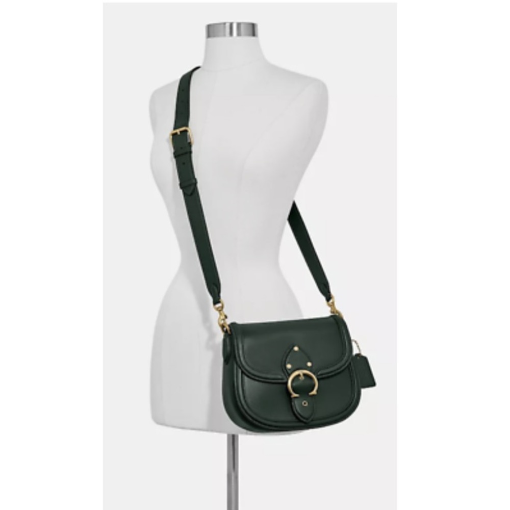 Coach B4 Amazon Green Beat Glovetanned Leather Saddle Bag NWT Crossbody Shoulder - Picture 4 of 7